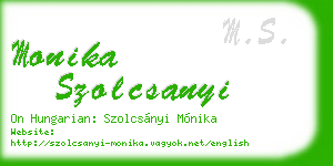 monika szolcsanyi business card