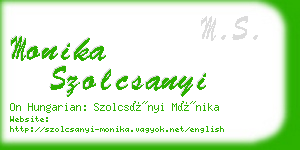 monika szolcsanyi business card